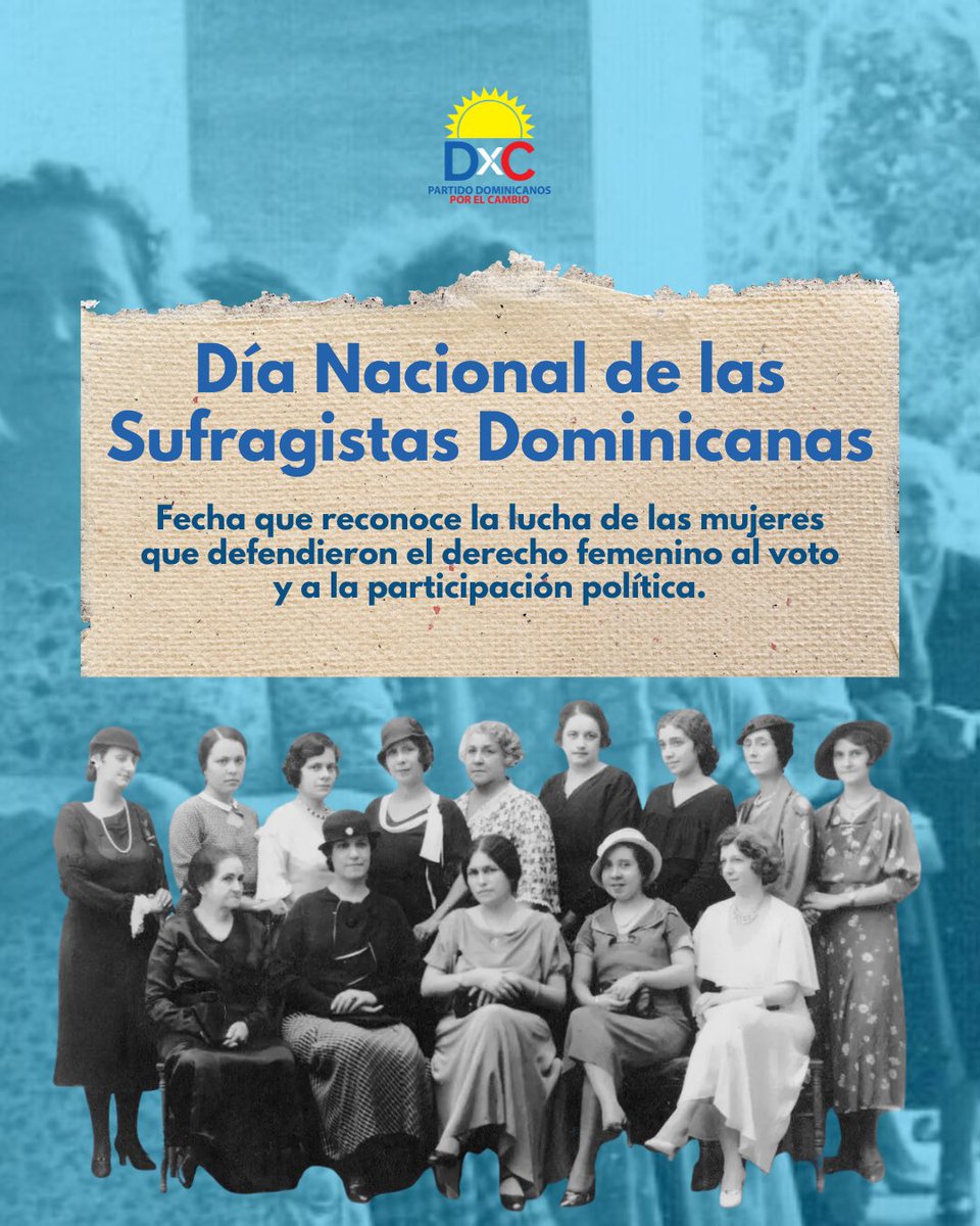 partidodxc's tweet photo. Hoy conmemoramos el Día del Sufragista, una fecha que nos recuerda la importancia de la participación ciudadana y la lucha por el derecho al voto como base de la democracia.

#DxC #DíaDelSufragista #Democracia #Participación https://t.co/8YV3MfSkwt