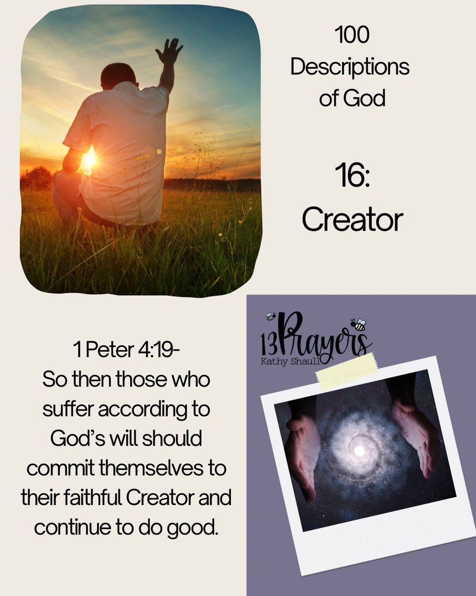 13prayers's tweet photo. #100descriptionsofgod 
16/100 Counting back, in reverse alphabetical order, right here. Monday - Friday. #teamjesus #jesusfreak #knowgod #womenoffaith https://t.co/o1ZtBcCwrC
