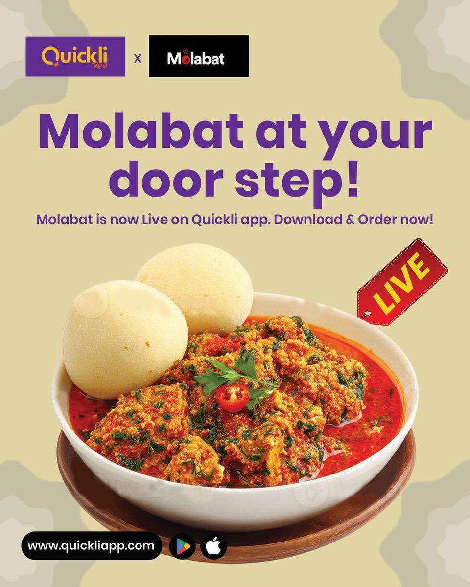 quickliapp_'s tweet photo. Molabat Kitchen Live on Quickli 📍📍📍
@Molabatkitchen https://t.co/piyyDwovQb