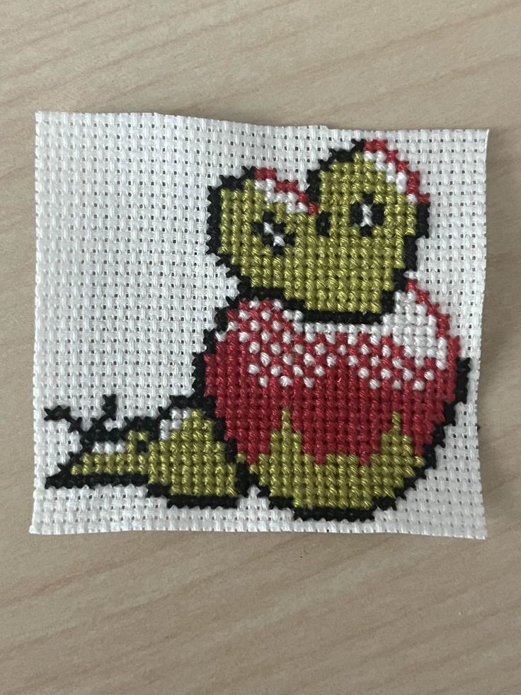 seams82373's tweet photo. Just a small apple, nothing suspicious about it. #applin #crossstitch #pokemon #pokewild https://t.co/9dYiucHtgl