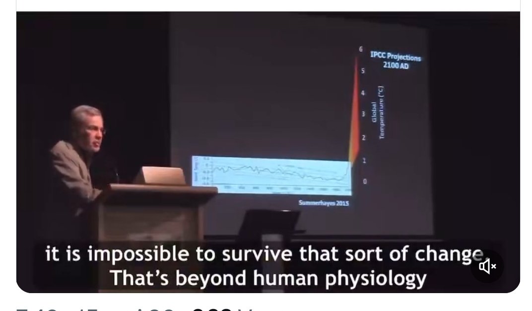 ClimateBen's tweet photo. Professor Will Steffen on fatal 4°C of global warming which must be anticipated by 2100 at today's rate of change or by the 2050s-90s if current acceleration continues: https://t.co/9e7dwsZUmM