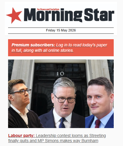 Labour4S's tweet photo. Reject the capitalist variants and receive a daily dose of socialism in your inbox. Sign up to the free Morning Star daily newsletter here: https://t.co/Gh9s9sImft https://t.co/DRPMCH3Seb