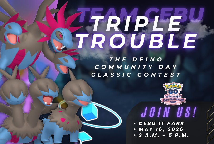 prince_je07's tweet photo. They say 3 (heads) is a crowd, but not with this pseudolegendary
Community contest for #TeamCebu tomorrow during Deino Commday Classic. Love the plushie 🥰
#PokemonGO https://t.co/PcF6282zeF