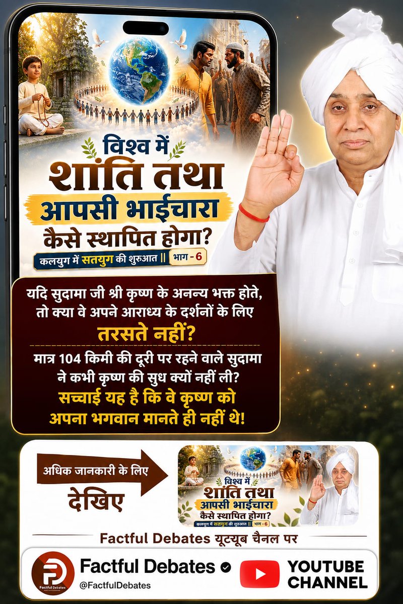 ankityadavg9's tweet photo. यदि सुदामा जी श्री कृष्ण के अनन्य भक्त होते, तो क्या वे अपने आराध्य के दर्शनों के लिए तरसते नहीं?
मात्र 104 किमी की दूरी पर रहने वाले सुदामा ने कभी कृष्ण की सुध क्यों नहीं ली? सच्चाई यह है कि वे कृष्ण को अपना भगवान मानते..
#सुदामा_कृष्णजीके_भक्त_नहींथे

Factful Debates Yt Channel https://t.co/83OZsFo03L
