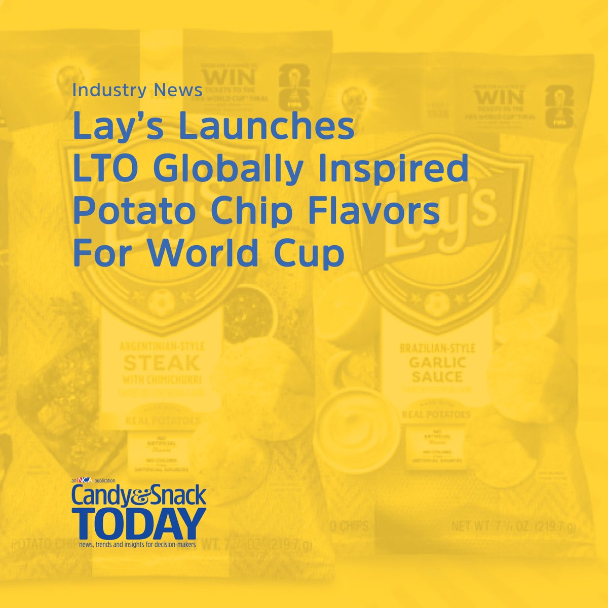 CandyandSnack's tweet photo. With the FIFA World Cup 26 returning to North America for the first time in decades, Pepsico is using soccer’s biggest moment to introduce Lay’s flavors rooted in global cuisine.

Read more: https://t.co/GnkhagFkQM https://t.co/QcFc9Bsyiz
