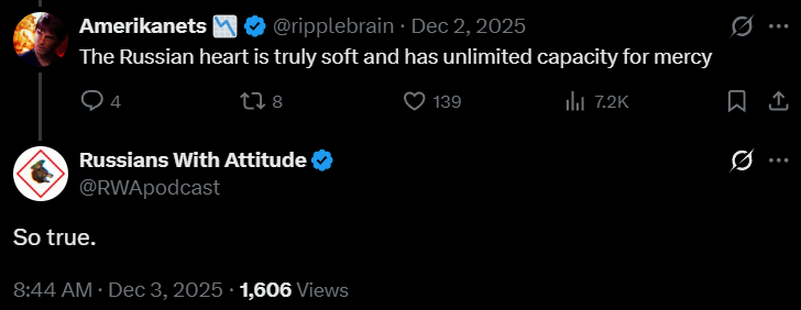 TUA_Research's tweet photo. Eric mostly acts as a useful idiot and reply guy for RWA, posting delusional nonsense about the mercifulness of Russians, war crime denial, and the usual Nazi stuff about Jews ruling the world.
Oh, and he thinks Iran should attack Ukraine for the lols. https://t.co/0nAs7HjVTP