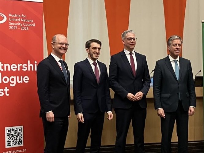 AustriaUN's tweet photo. We thank @WFUNA, MS, Civil Society and other candidates for the debate on #UNSCElections 2026 🇺🇳
We remain a strong supporter of int‘l law &amp; the UN Charter, and we will continue to listen if elected to Security Council. 

3 June - 🇦🇹 counts on you. 
Partnership - Dialogue - Trust https://t.co/RBV5xfStGY