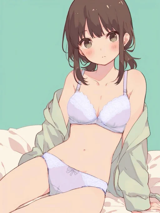 She is a SFW anime style illustration of Fubuki relaxing in her private room. No nudity or suggestive intent. #艦これ