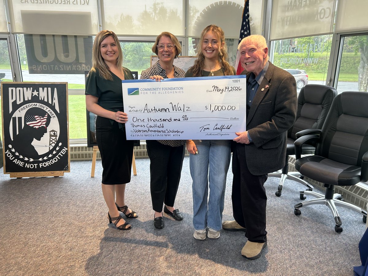 vci_inc's tweet photo. Veteran Community Initiatives, Inc. (VCI), in collaboration with the Community Foundation for the Alleghenies, is pleased to announce that Miss Autumn Walz is this year’s recipient of the Veterans Remembered scholarship. https://t.co/e1jaZCb1vv