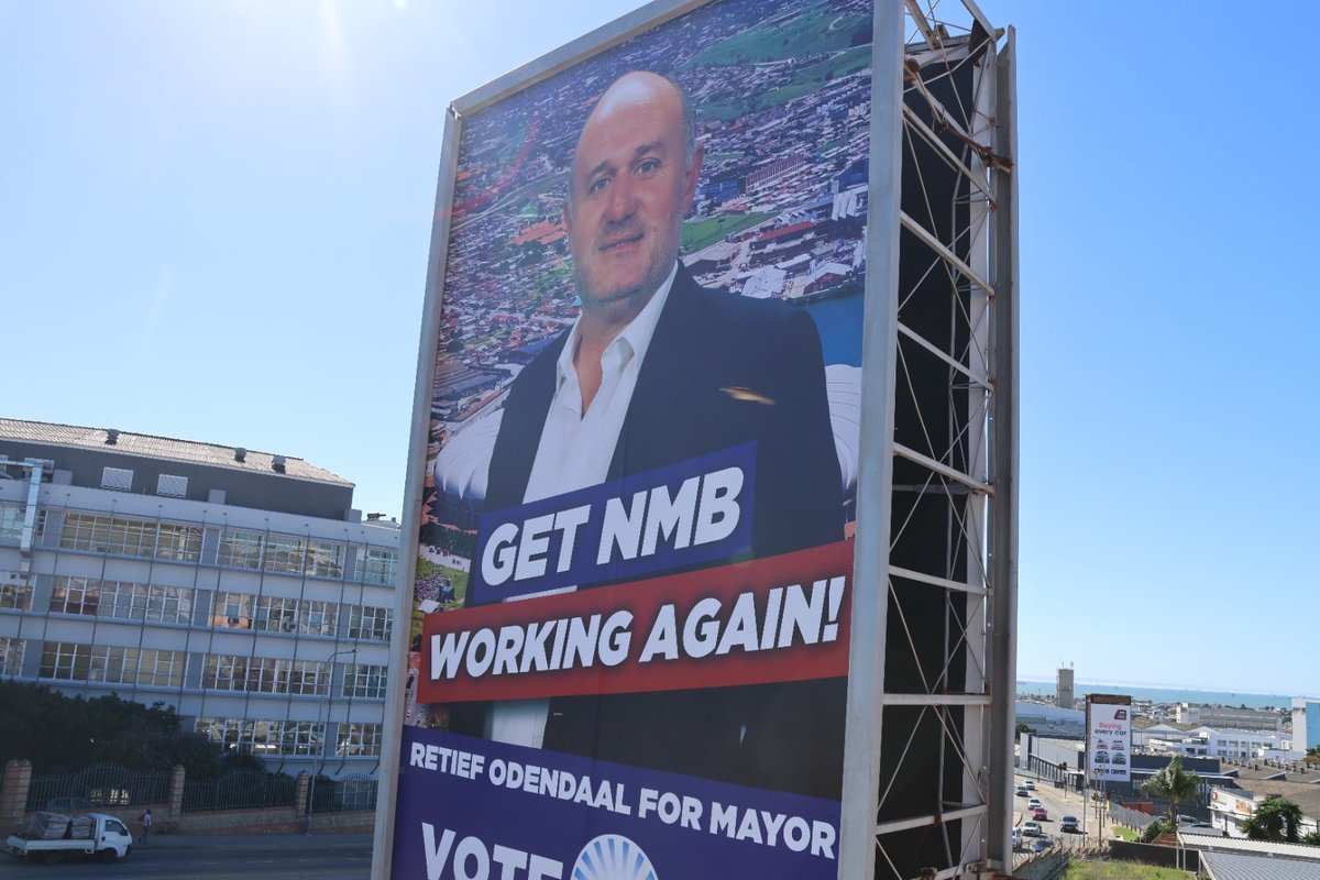 DAEasternCape's tweet photo. Today, the DA stepped things up a notch in our battle to #getNMBworkingagain by intensifying our campaign to make Nelson Mandela Bay safe again. We unveiled the first of our mayoral campaign billboards in Korsten, Gqeberha. Our message on crime is simple: Catch. Convict. Clean up!