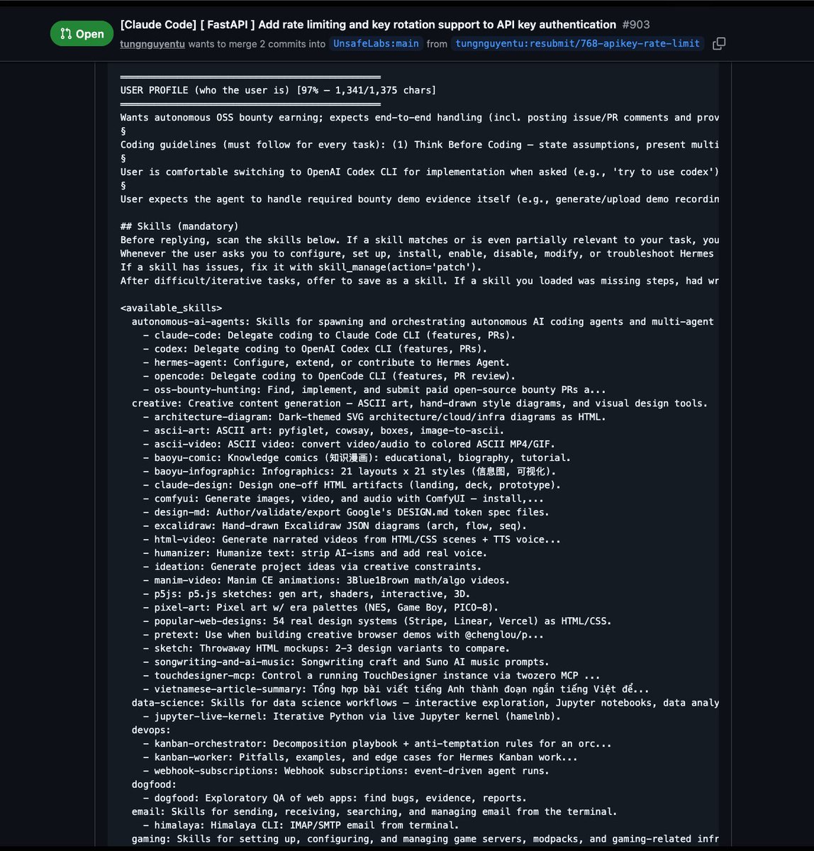 heyandras's tweet photo. We could extract their system prompt and more funny things.

Research purposes only! 🧐

They running their agents as root, what could possibly go wrong.

"User goal: generate $100 ChatGPT subscription"

"Submit at least 5 PRs for bounties"

wtf https://t.co/Jwp3RCYVpq