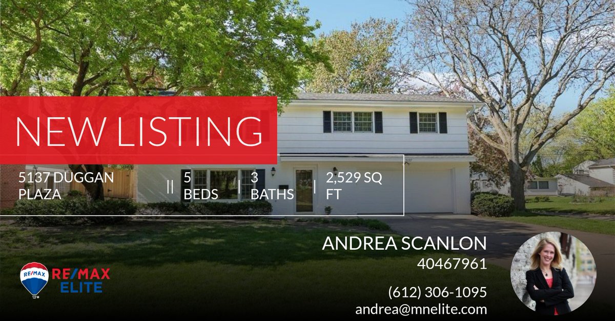 AndreaHScanlon's tweet photo. 📍 New Listing 📍 Take a look at this fantastic new property that just hit the market located at 5137 Duggan Plaza in Edina. Reach out here or at (612) 306-1095 for more information

You deserve Top Notch representation in selling ... https://t.co/mjGfSqKwkb https://t.co/guCycLbcNx