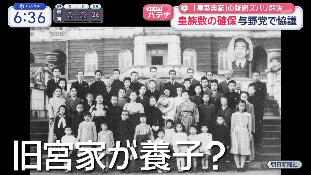 皇室の集合写真でも窓枠あるんか。 しかも昭和天皇という…。 #スーパー