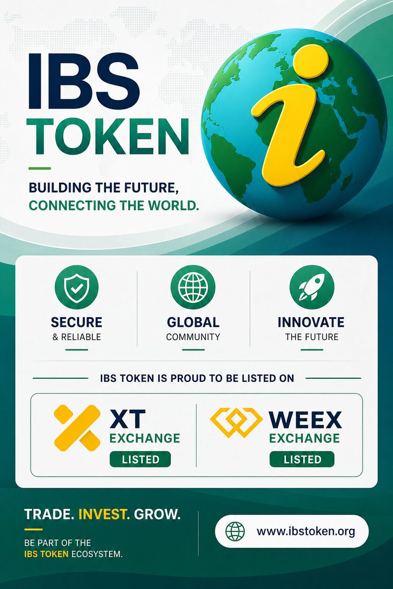 ibs_token's tweet photo. IBS Token is building the future and connecting the world.
Proudly listed on XT Exchange and WEEX Exchange.
Trade. Invest. Grow.

#IBSToken #Crypto #Blockchain #XTExchange #WEEXExchange https://t.co/uFeRGcpJYb
