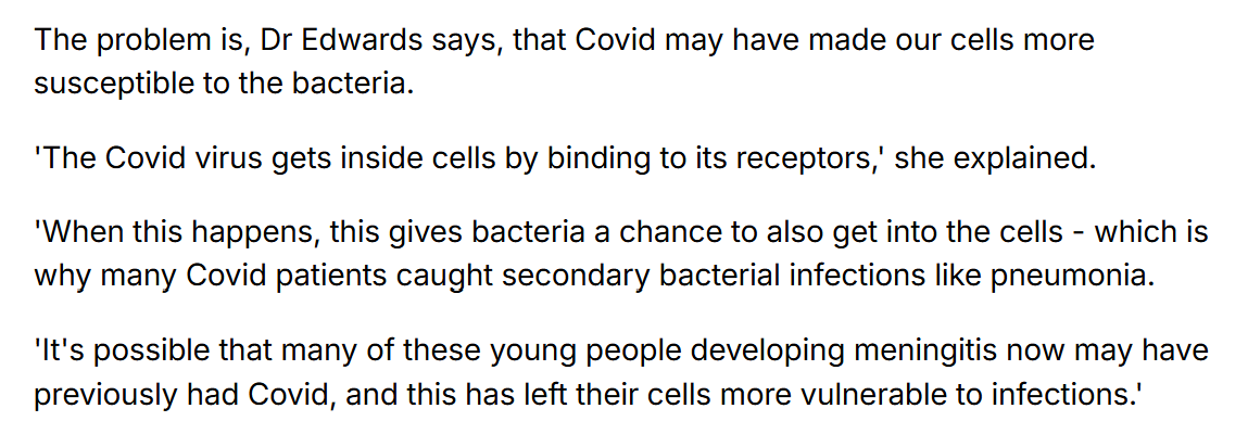 1goodtern's tweet photo. "The problem is, Dr Edwards says, that Covid may have made our cells more susceptible to the bacteria." https://t.co/GA1jdXvUk7