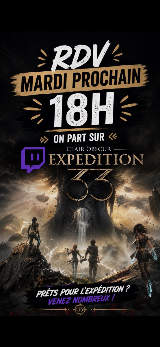 Vince_stream's tweet photo. On se retrouve mardi prochain à 18h pour continuer notre aventure sur Clair Obscur: Expédition 33, hâte de vous retrouver ! 
#twitch #twitchfr #gaming #stream 

https://t.co/R77ZwcofBv https://t.co/In3LdNAC8J