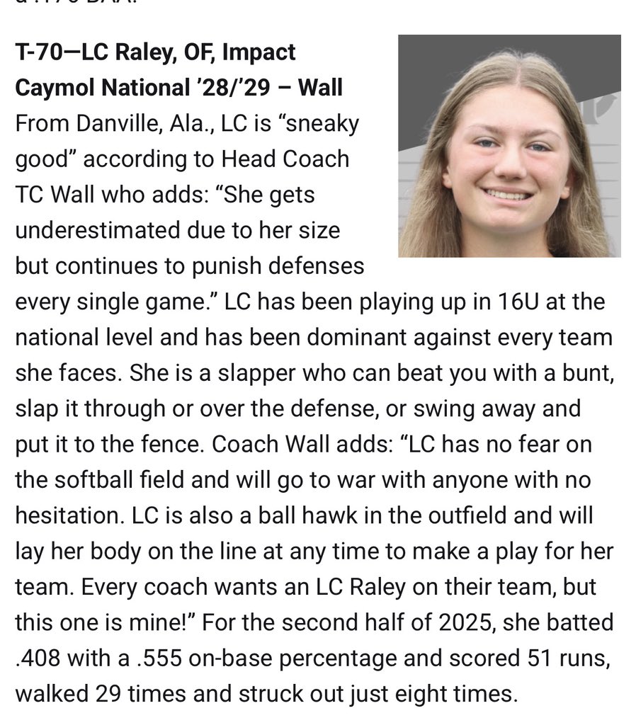 icnationalwall's tweet photo. .@LCRaley2029 @LineDsoftball https://t.co/6FDJxQtKeT