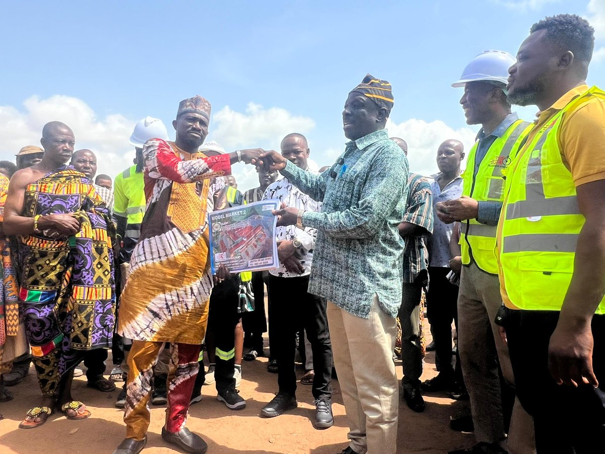 LordBoam's tweet photo. In line with the visionary 24-hour economy policy championed by His Excellency John Dramani Mahama, today marks a significant milestone in the development of the Pru East Constituency.

I am proud to announce that we have successfully held the official presentation of site and sod-cutting ceremony for the construction of the 24-Hour Market at Station-1. This transformative project is set to boost local commerce, create employment opportunities, and enhance economic activity within our constituency.

The event was graced by our revered Nananom from the various traditional councils across Pru East, dedicated party members, members of the general public, and the contractor, Atagiri Ltd, who will be executing this important project.

This initiative reflects our unwavering commitment to improving livelihoods and driving sustainable development in Pru East. Together, we are building a future of opportunity, growth, and prosperity for all.

#PruEastMP