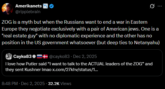TUA_Research's tweet photo. Eric mostly acts as a useful idiot and reply guy for RWA, posting delusional nonsense about the mercifulness of Russians, war crime denial, and the usual Nazi stuff about Jews ruling the world.
Oh, and he thinks Iran should attack Ukraine for the lols. https://t.co/0nAs7HjVTP