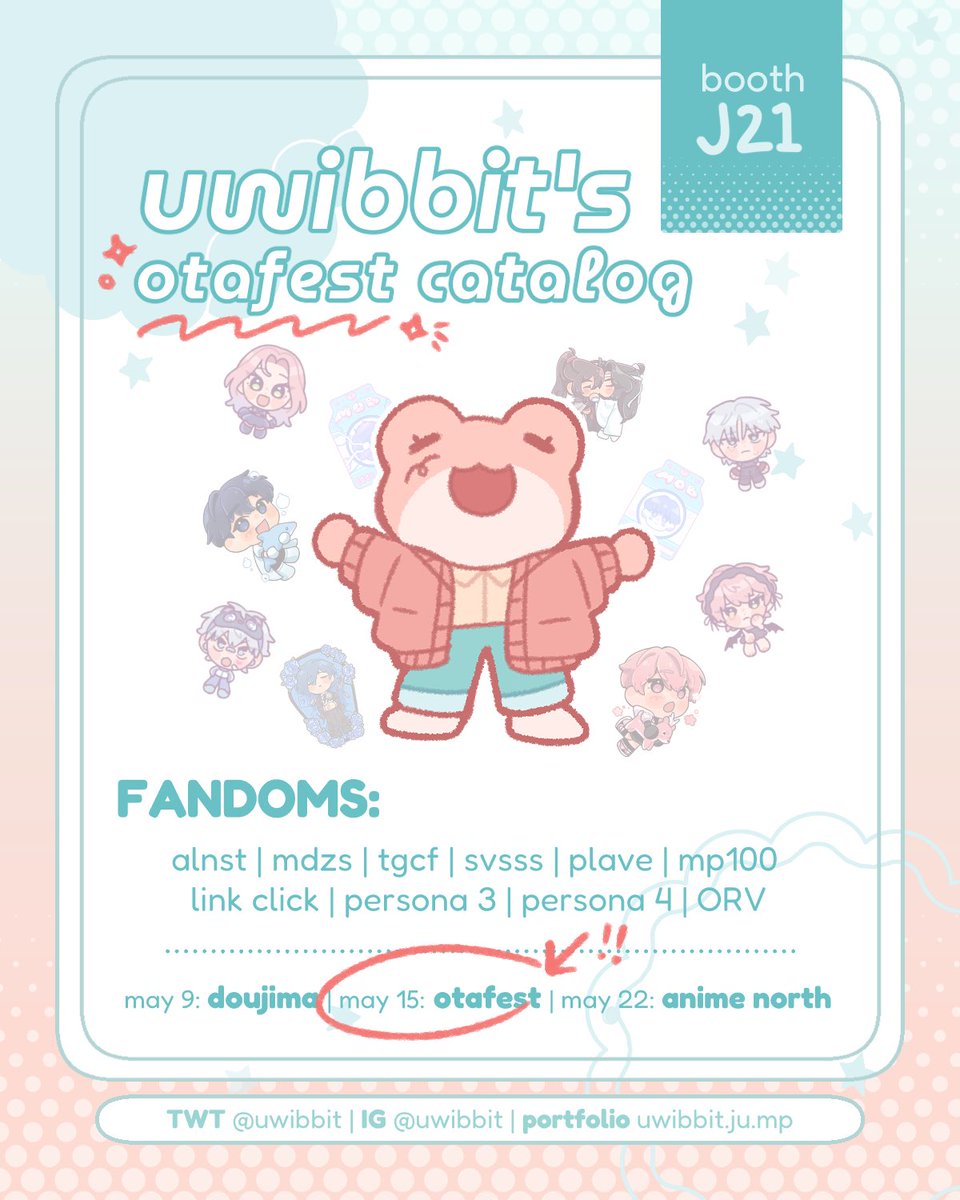 uwibbit's tweet photo. [likes and rts appreciated!!]

Updated my catalog for otafest!! Sorry its kinda scuffed i did this at the airport at like 7am 💀
Everything’s pretty much the same but i have some new stickers!! (1/3)

#otafest #otafest2026 https://t.co/3q1fizGiWk