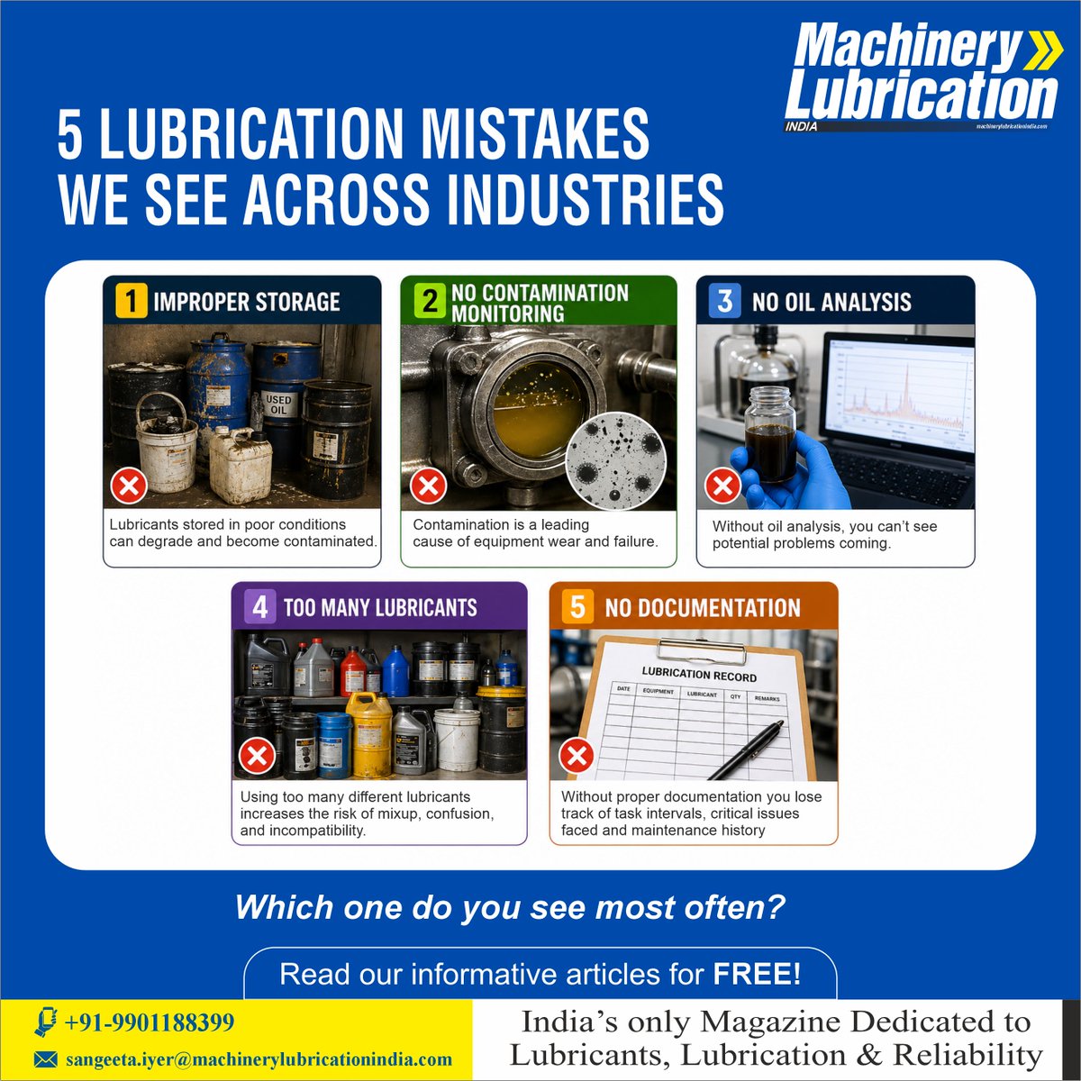 MachLubeIndia's tweet photo. Most lubrication failures don’t start with catastrophic breakdowns. They start with small mistakes that go unnoticed for months. https://t.co/DAqfFPT2BT
