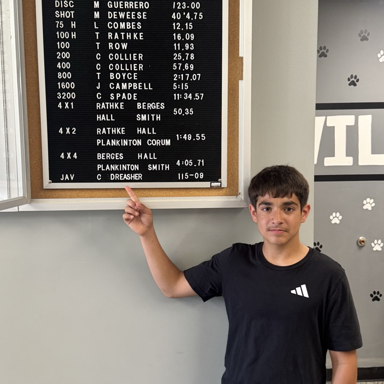 USD251's tweet photo. Chris Dreasher changing the record board after a successful season throwing the turbo javelin. Chris Dreasher broke the turbo javelin record that was held by Kelton Bish by throwing 115-09.  Great job Chris. https://t.co/q86KTo8f0H