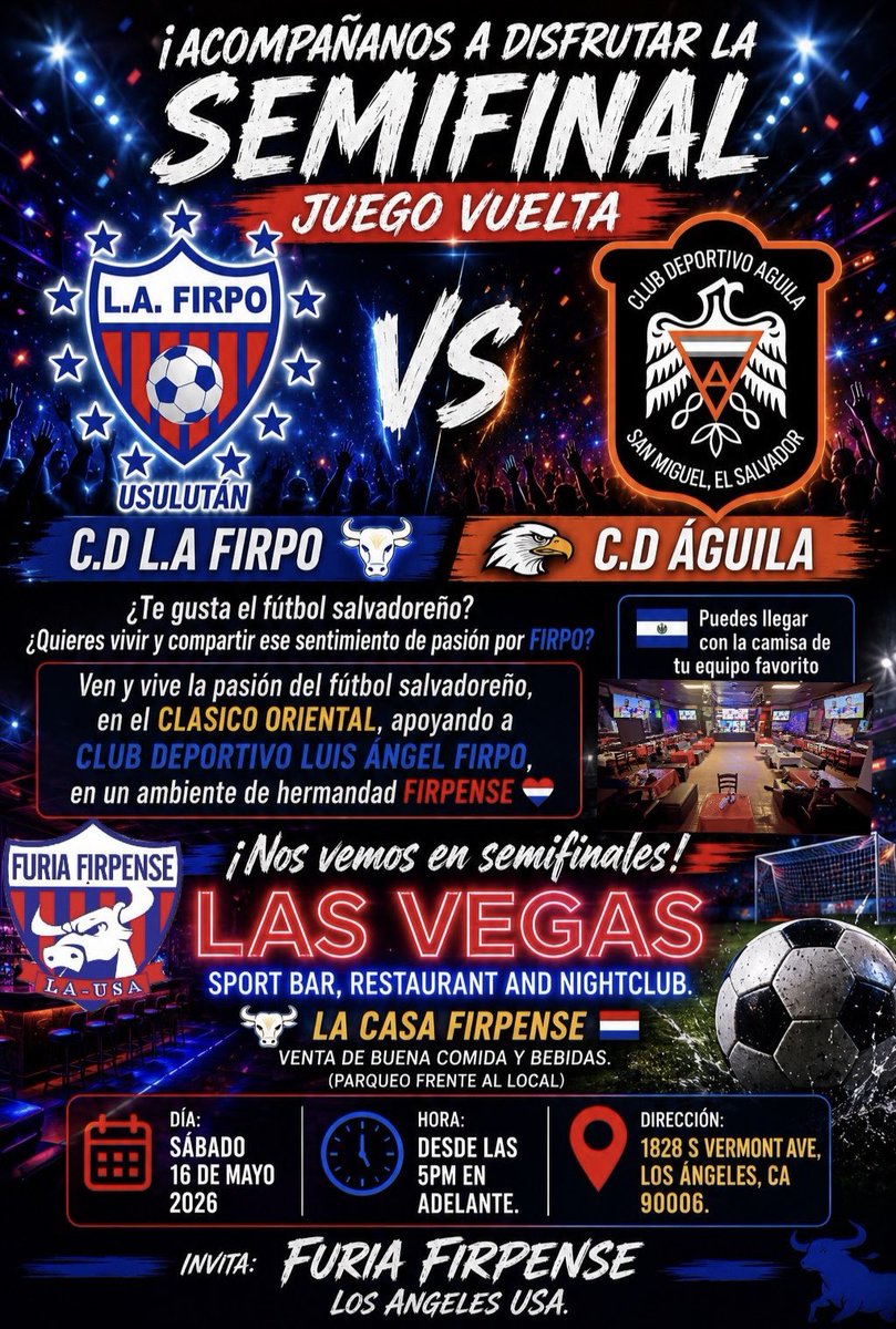 NosliW131's tweet photo. AHÍ ESTAREMOS POR ESE PASE A LA GRAN FINAL.

📅 Día: Sábado 16 de Mayo 2026.
⏰ Hora: Desde las 5pm en adelante. 
📍 Dirección: 1828 S Vermont Ave, Los Ángeles, CA  90006. https://t.co/JQtOvqrye8