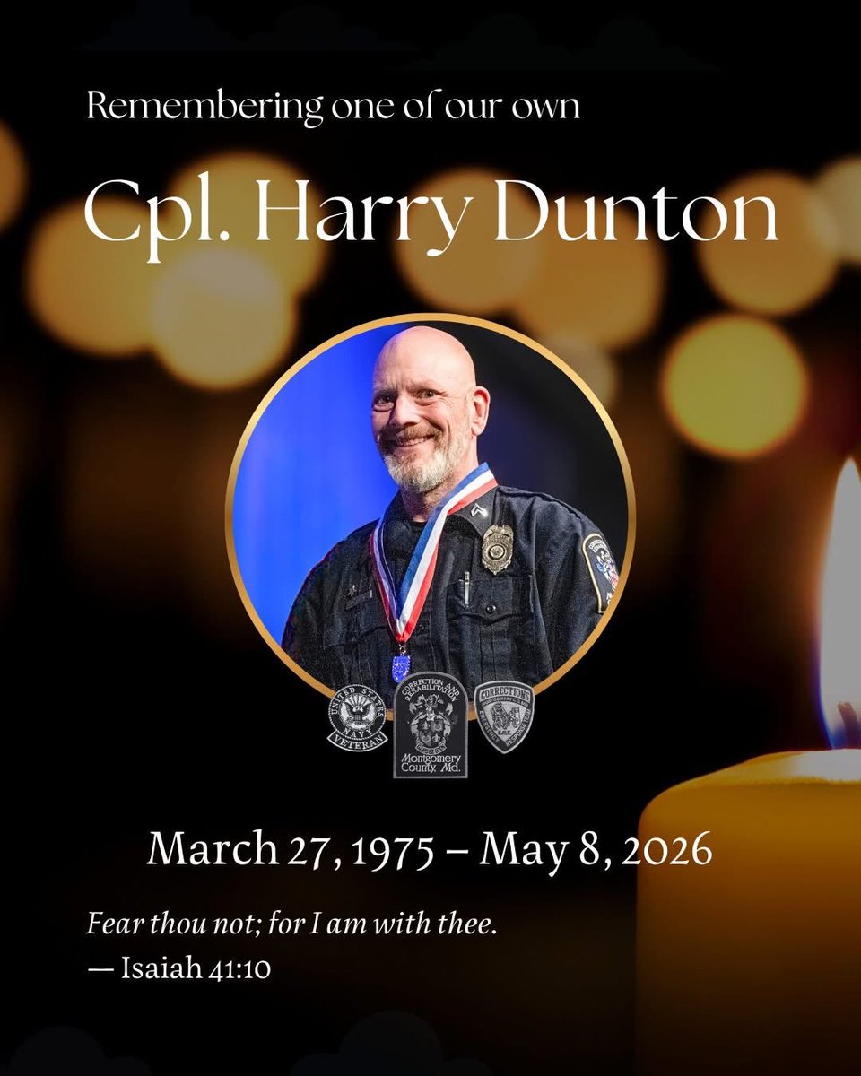 MoCoDOCR's tweet photo. Today DOCR lays to rest Cpl. Harry Dunton, Navy veteran, Mason, Bronze Valor Award recipient, &amp; public servant w/a selfless heart. Rest easy, Cpl. Dunton, you will be missed.

In lieu of flowers: https://t.co/6IarSzrKsl https://t.co/imbLAQiM7O