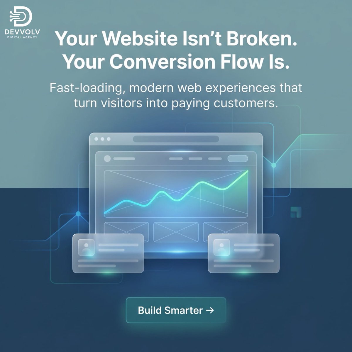 devvolv1Agency's tweet photo. Stop losing revenue to a leaky funnel. 
It’s time to move beyond pretty websites and start building high performance conversion engines that turn clicks into clients.
Build smarter. Scale faster.
#FlowEngineered #ConvertBeyondCode #DevvolvGrowth https://t.co/1FILvviidy