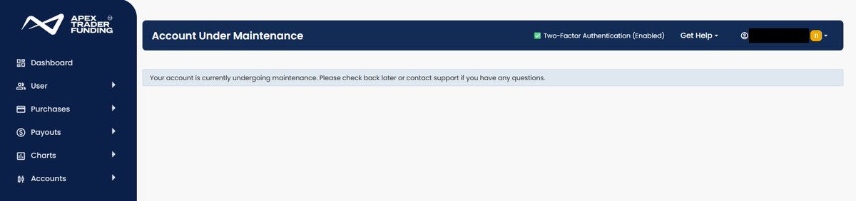 EVJournal1's tweet photo. Day 4 with no clear communication from @ApexTradeFund.

Funded accounts still missing from NinjaTrader/Tradovate. Dashboard still under maintenance. Payout still not started.

Hard to understand what is happening when I can’t even read the account notifications.

@WaqarAsim10 @pfm_futures

#ApexTraderFunding #PropFirm