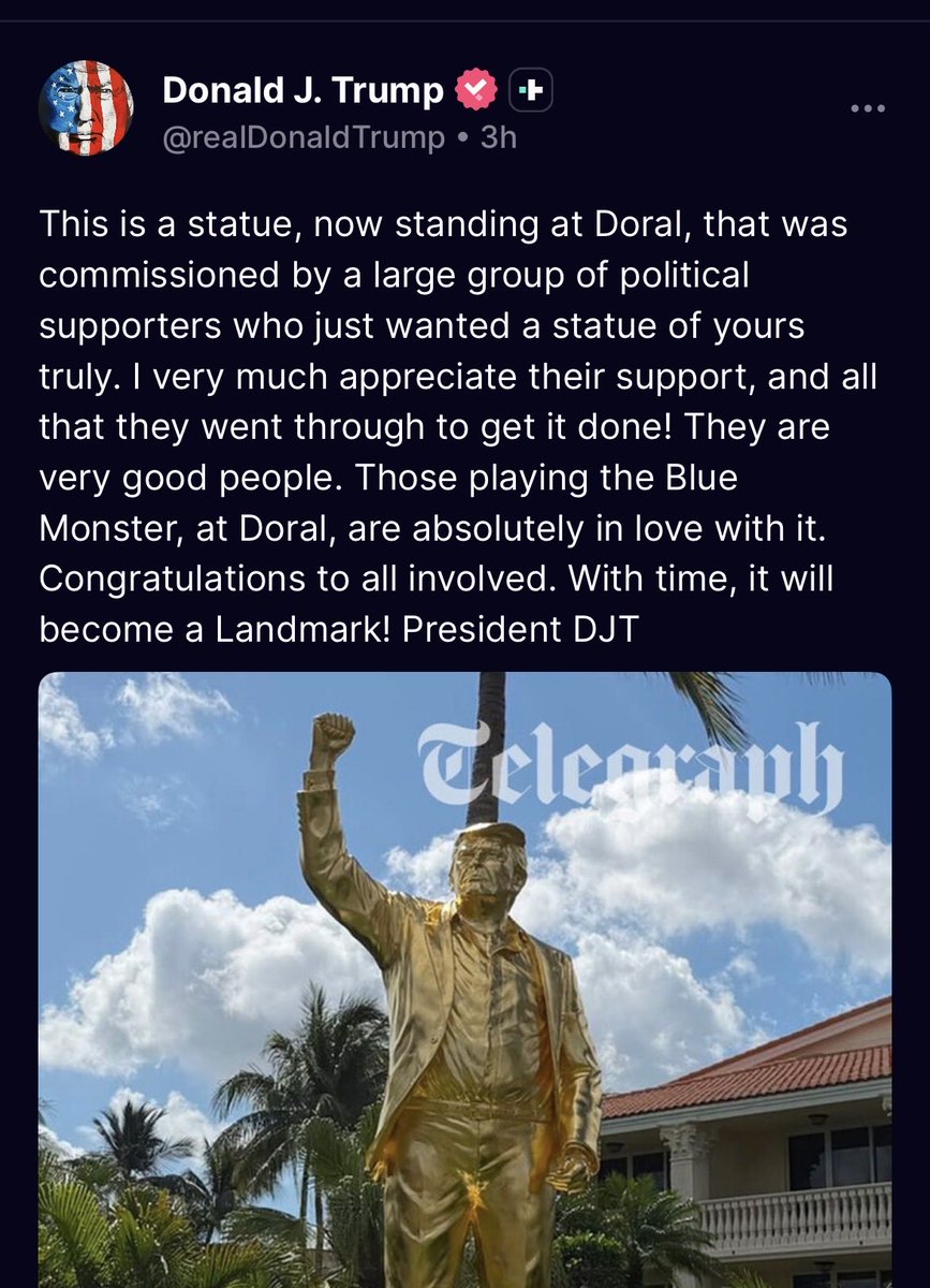 AureliaEndAFP's tweet photo. En quittant la Chine, les premiers messages de Trump sur son réseau Truth Social ont porté sur son projet de salle de bal et sur une statue dorée à son effigie. https://t.co/XbUi6i7zoW