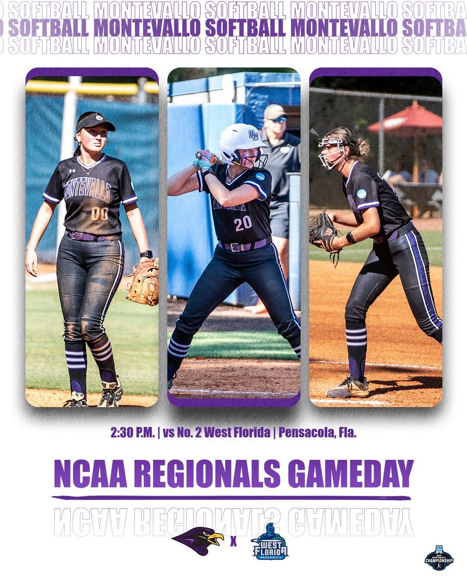 MontevalloSB's tweet photo. NCAA Regionals Gameday ✌️

🆚 No. 2 West Florida
⏰ 2:30 p.m.
🏟️ UWF Softball Complex
📍 Pensacola, FL
📺 https://t.co/YYDJ9MkqLJ
📊 https://t.co/YYDJ9MkqLJ
#TogetherWeRise https://t.co/A6ET4i9tzd