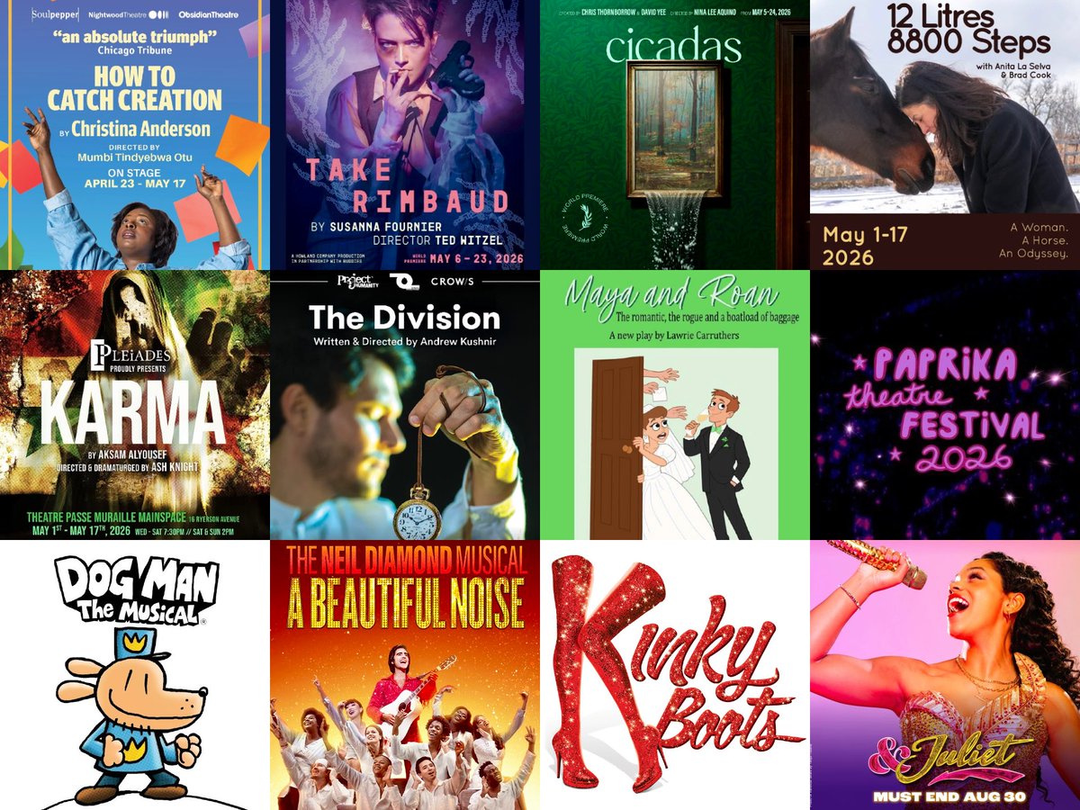 d_chua's tweet photo. Long weekend TO theatre: How To Catch Creation @Soulpepper, Take Rimbaud @BuddiesTO, cicadas @TarragonTheatre, 12 Litres 8800 Steps @FactoryToronto, Karma @BeyondWallsTPM, The Division @CrowsTheatre, Maya &amp; Roan @RedSandcastle, Paprika Fest, Dog Man, Beautiful Noise, &amp; Juliet. https://t.co/SP7eRwst1Q