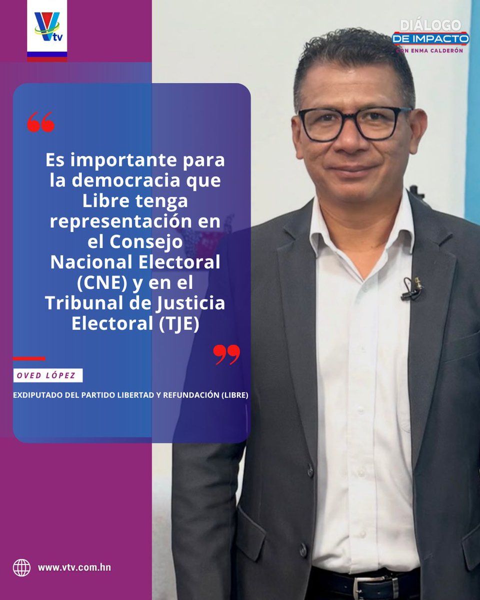 VTVSomosTodos's tweet photo. 🔵 🔴 Oved López expresó que es importante para la democracia que el Partido Libertad y Refundación (Libre) tenga representación en el Consejo Nacional Electoral (CNE) y en el Tribunal de Justicia Electoral (TJE).

📩 Participe con su opinión: WhatsApp: +504 3182-5600 https://t.co/CP08RqY9iZ
