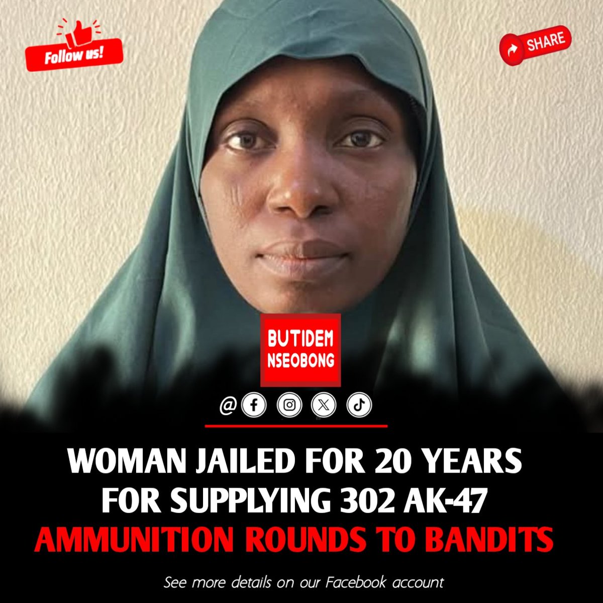 Butidemofficial's tweet photo. @NigeriaStories Federal High Court has convicted Katsina housewife after DSS linked her to ammunition supply operation for bandits in Plateau State. https://t.co/H1FG3VknwX