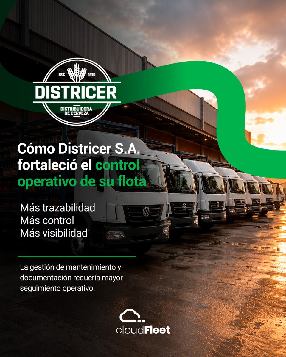 cloudfleet's tweet photo. En @@districer fortalecer el control operativo significó tener más trazabilidad, mejor seguimiento y mayor visibilidad en su gestión diaria. 🚛💚 Gracias por confiar en cloudFleet para acompañar la evolución de su operación. https://t.co/ch9XBY1hgC
