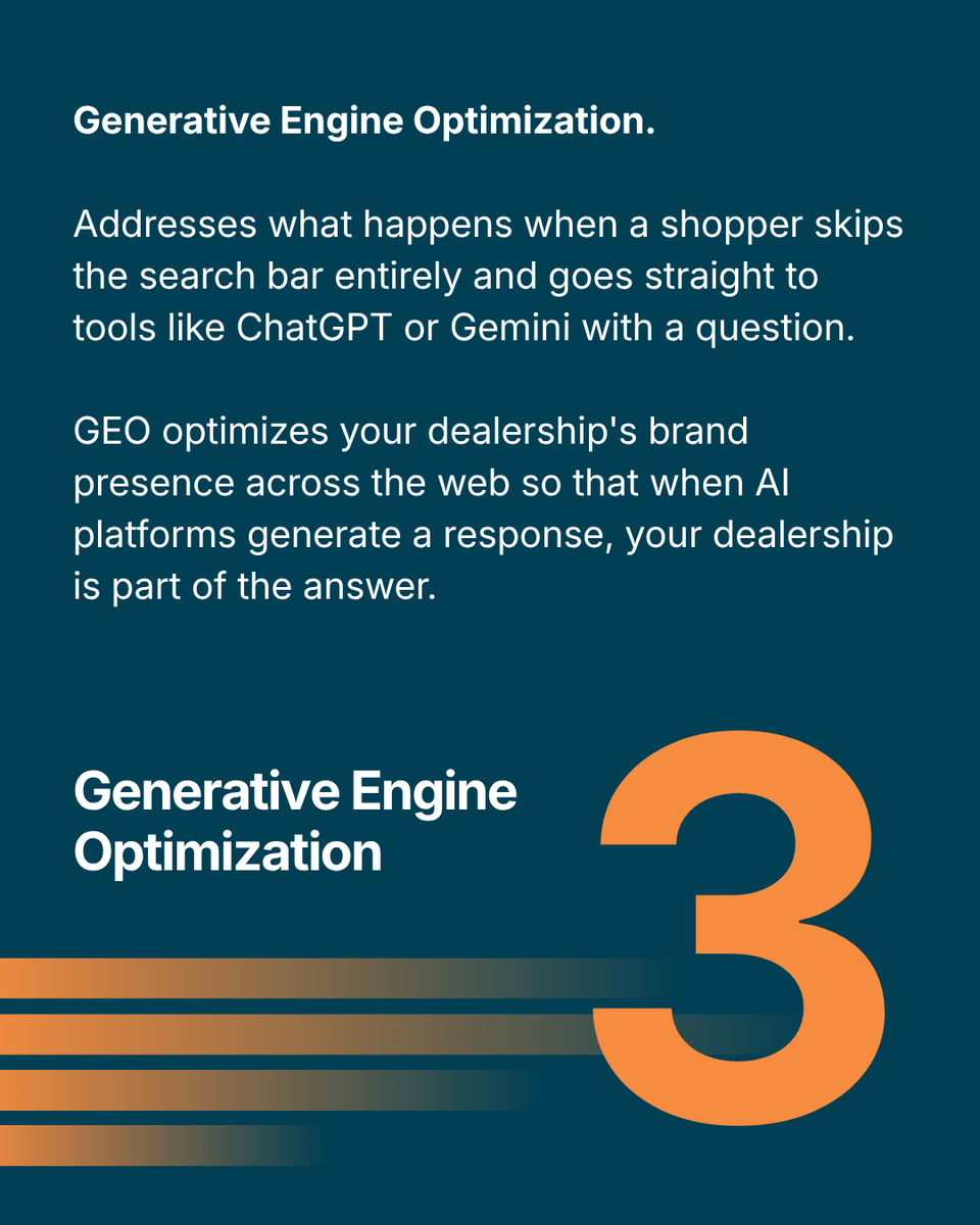 CatalystIQTeam's tweet photo. Effective automotive SEO services today should cover three disciplines: SEO, AEO, GEO. 

If your strategy only covers one of these, you’re leaving gaps in how shoppers find and choose your dealership.

Read the full blog to go deeper → https://t.co/qyNIB3jk3e https://t.co/H8gdYkg4LO