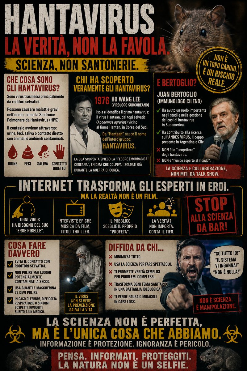 AlanPanassiti's tweet photo. Abbiamo visto che all'improvviso è comparso un certo #Bertoglio che è il nuovo guru dell'#hantavirus.
Lo "scopritore" in realtà non ha scoperto proprio un bel niente.
E pazienza se chi, in preda all'alcool o alla Cocaina, ha detto il contrario. Chi l'ha scoperto? https://t.co/zfGWiGIKmF