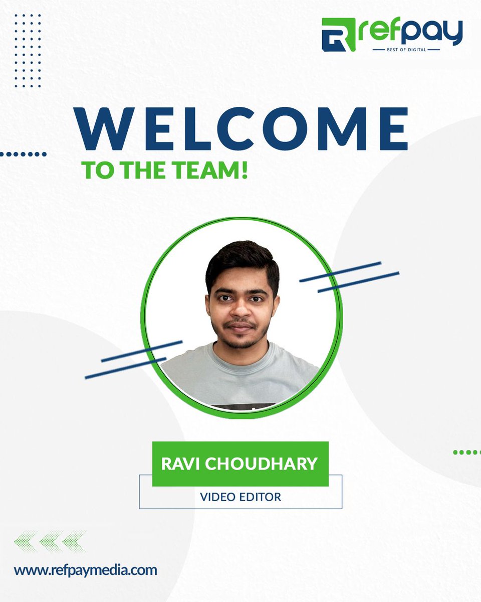 Refpaymedia's tweet photo. We're excited to welcome Ravi Kumar Choudhary to the Refpay family as our Video Editor! 🎬✨
Your creativity and vision are exactly what we need. Here's to crafting amazing stories together. Welcome aboard, Ravi! 🙌💼

#WelcomeAboard #NewJoining #RefpayFamily #VideoEditor https://t.co/EIbPIXhf5s