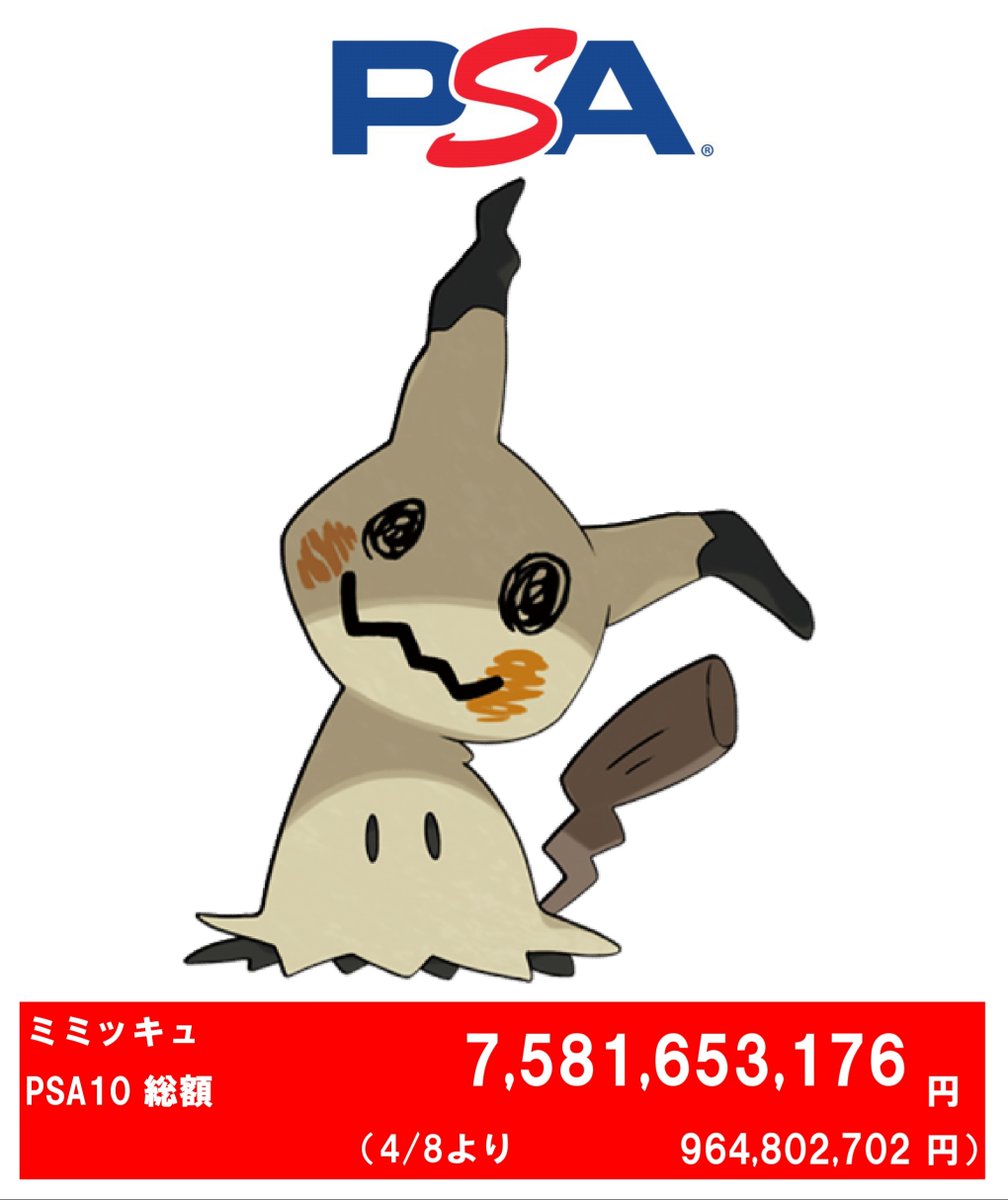 💰『ミミッキュ』💰 PSA10 時価総額 ▶️75億8,165万3,176円 ※まゆけん