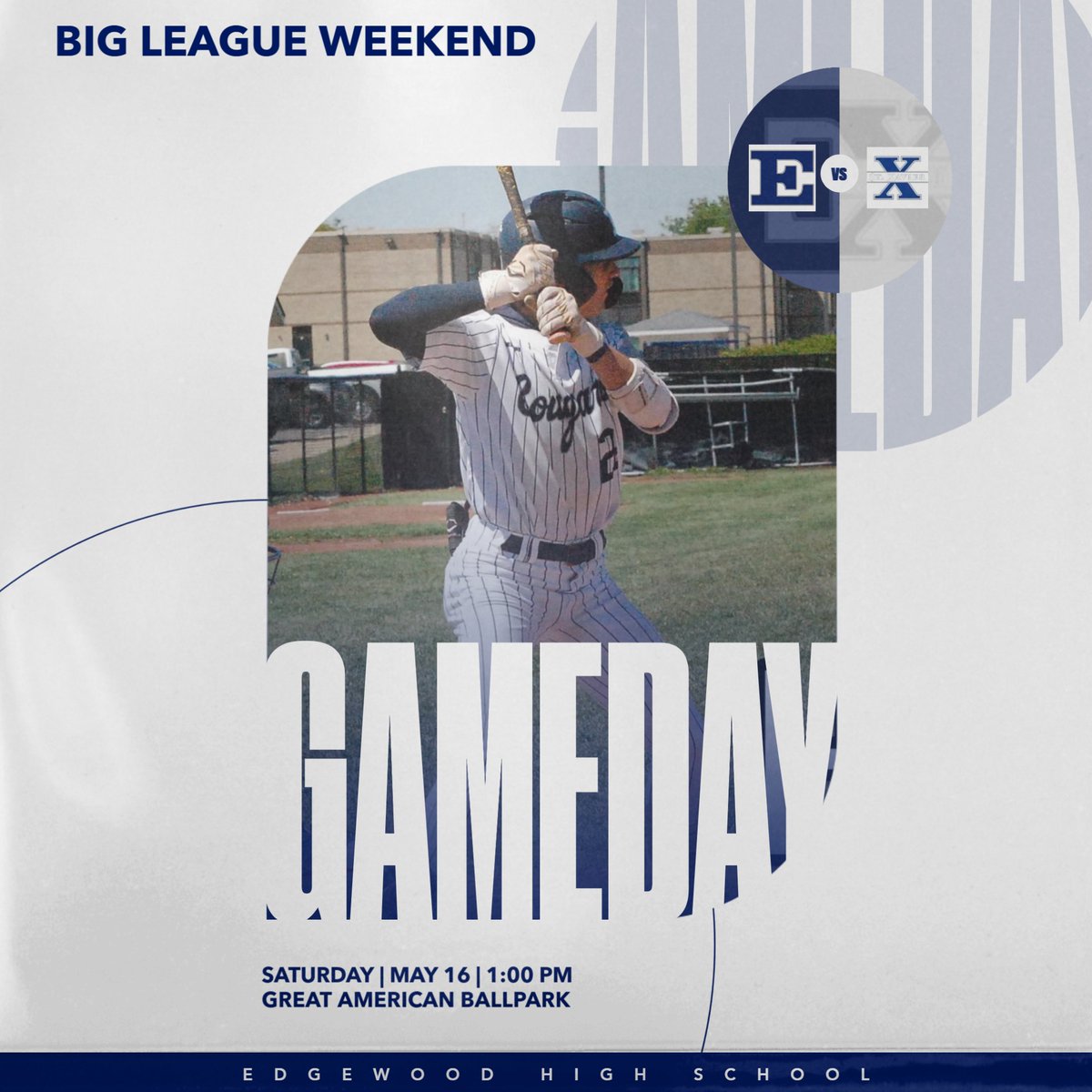 TheEdgeAthletic's tweet photo. Big league weekend is here! ⚾️

Edgewood Baseball will take on St. Xavier High School on Saturday, May 16th at 1:00 PM at Great American Ball Park as part of Big League Weekend.

Come out and support the Cougars as they play on a Major League field! 🐾 https://t.co/wkq9sRgstO