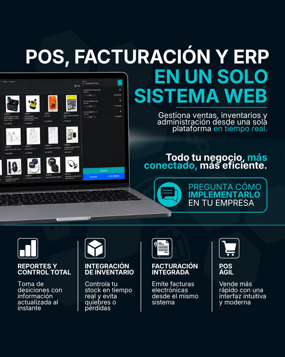 TnsSoftware's tweet photo. 📈 Impulsa tu crecimiento con tecnología que conecta cada área de tu negocio en una sola plataforma, mejorando productividad, organización y experiencia comercial.🚀

📩 Solicita tu asesoría hoy.

#pos #erp #facturacionelectronica #tns #softwarecontable https://t.co/yPYOSjugUf