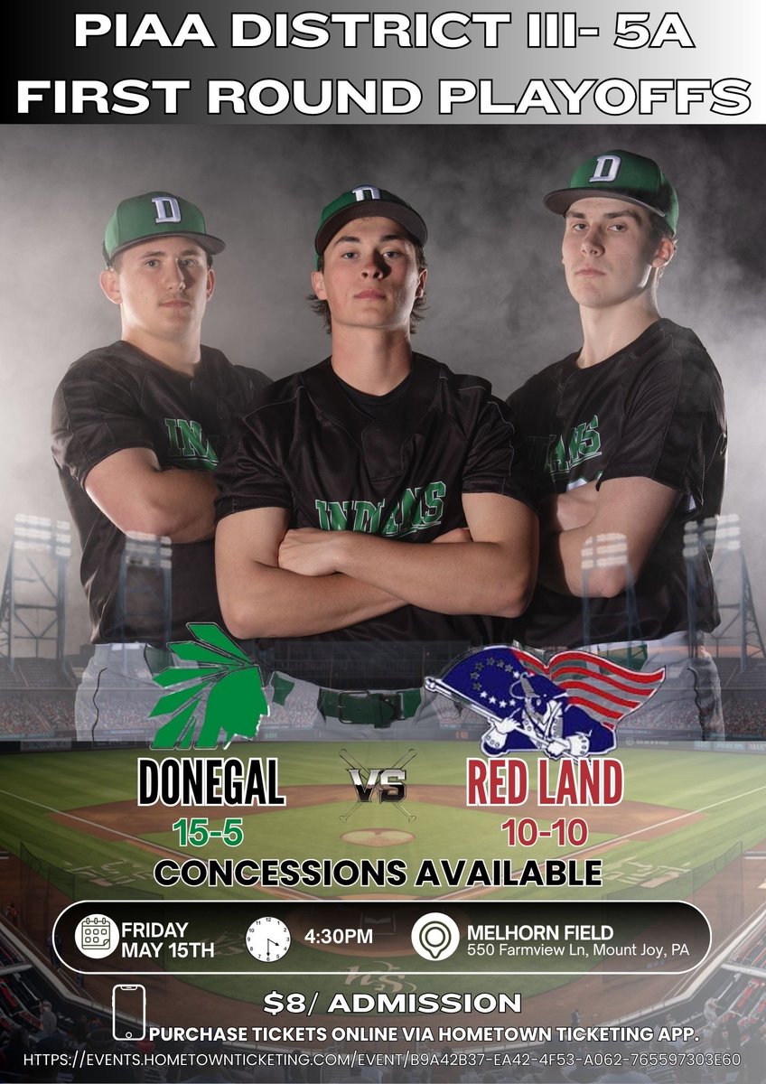 DonegalBaseball's tweet photo. ⚾️GAME DAY
📍MELHORN FIELD
⏰4:30PM
🥨 Concession stand will be open with fresh grilled burgers, hotdogs, Dutch Country pretzels, Nachos and more! 

Admission $8 online only!
Click the link below to purchase tickets.
https://t.co/U6GSNMAFQi

@godonegalsports  #prideinthetribe https://t.co/9Eom9PbiAs