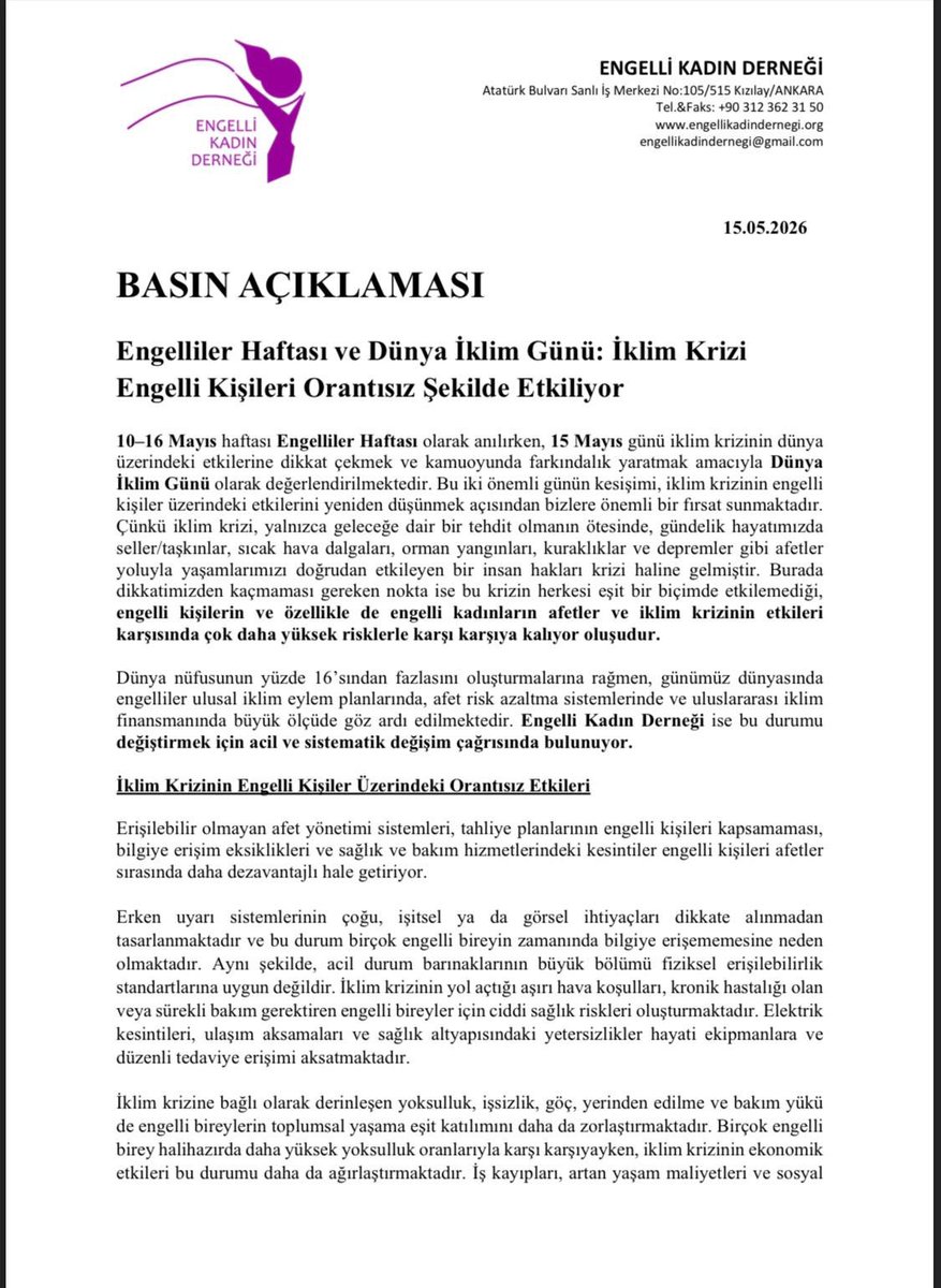 eng_kad's tweet photo. “Engelliler Haftası ve Dünya İklim Günü: İklim Krizi Engelli Kişileri Orantısız Şekilde Etkiliyor” başlıklı basın açıklamamızın tam metnine aşağıdaki bağlantıdan ulaşabilirsiniz.

https://t.co/NHt3EuN9fF https://t.co/wnYEWZv6rn