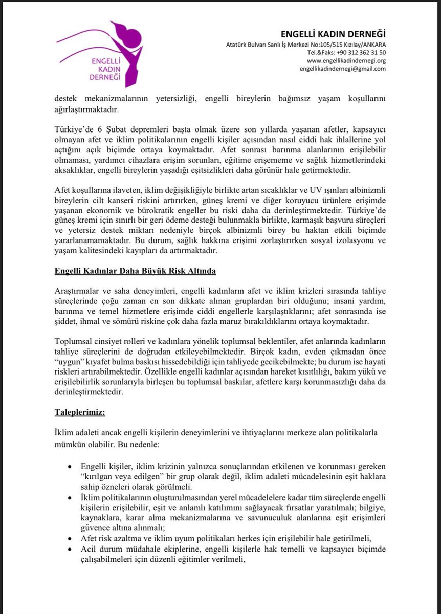eng_kad's tweet photo. “Engelliler Haftası ve Dünya İklim Günü: İklim Krizi Engelli Kişileri Orantısız Şekilde Etkiliyor” başlıklı basın açıklamamızın tam metnine aşağıdaki bağlantıdan ulaşabilirsiniz.

https://t.co/NHt3EuN9fF https://t.co/wnYEWZv6rn