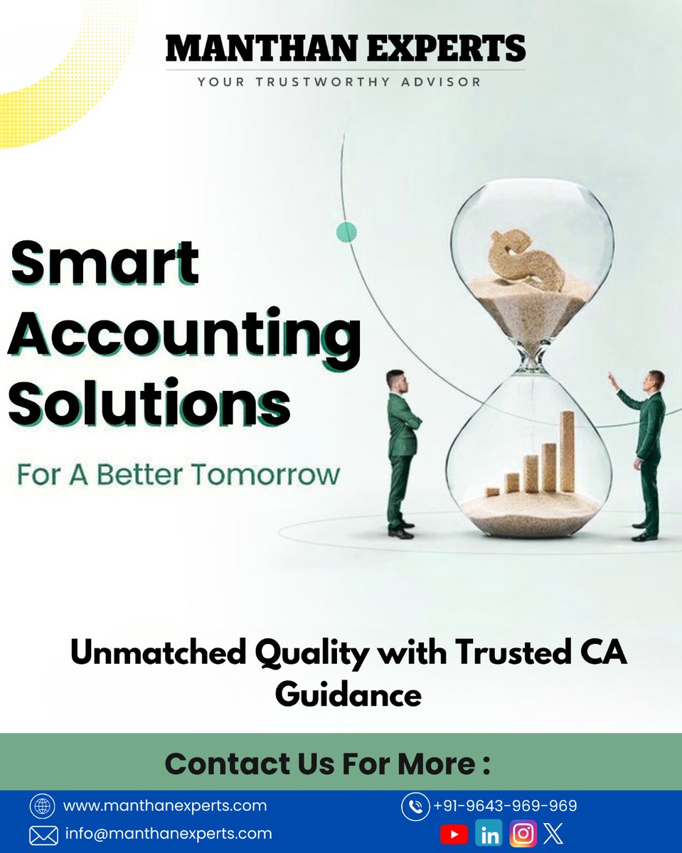 ManthanExperts's tweet photo. Numbers tell a story — we help you make it a success story.
Experience smart accounting solutions backed by trusted CA expertise for a better financial future.
#AccountingSolutions #FinanceSimplified #TrustedAdvisor #BusinessSuccess https://t.co/UEEiIV5TgK