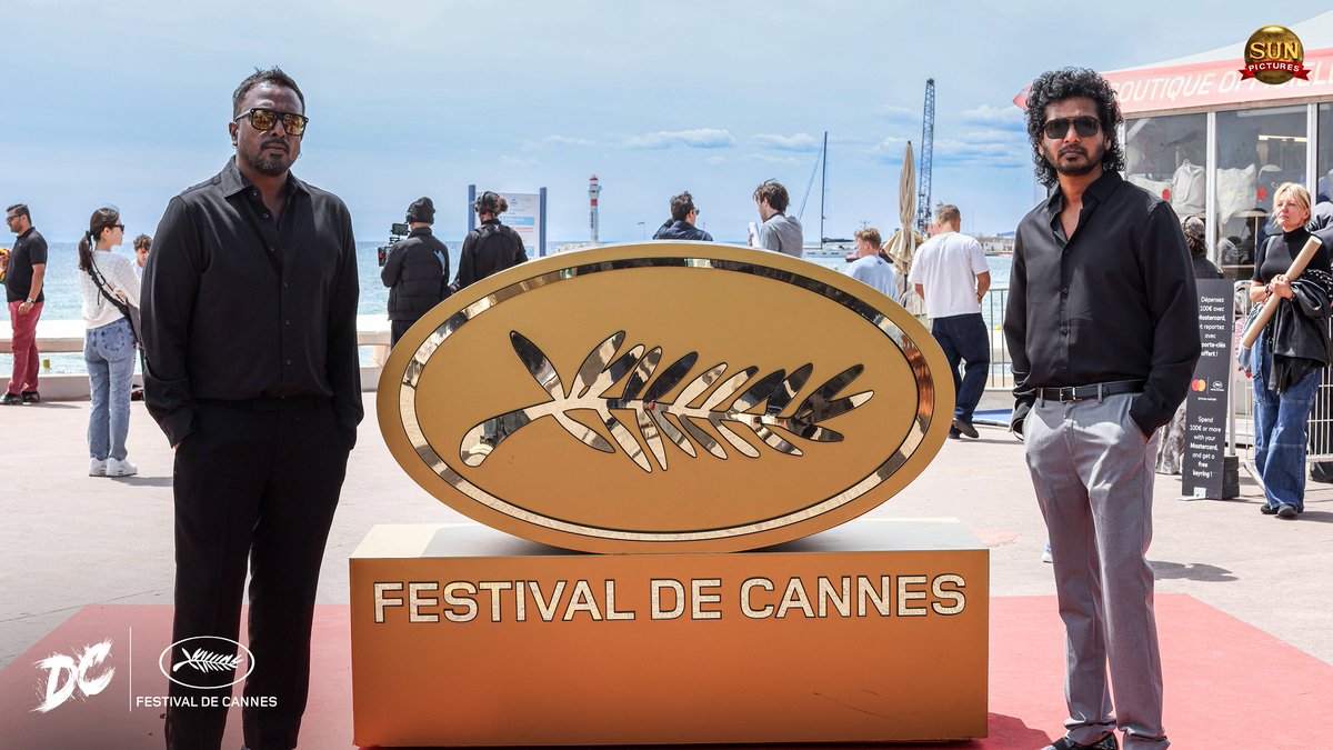 sunpictures's tweet photo. Team #DC bringing fire to the Festival de Cannes 🖤🔥 #DC #Cannes2026 

@Dir_Lokesh @ArunMatheswaran @anirudhofficial @WamiqaG @isanjkayy @mukesh_DOP #PrasannaGK #KannanS @PC_stunts @kabilanchelliah #DC https://t.co/Th43Ydg47h