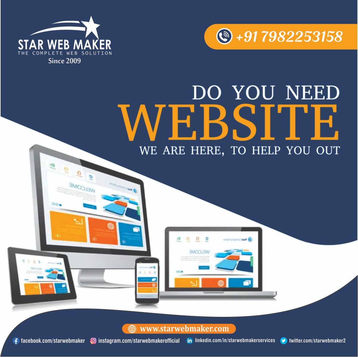 StarWebMaker2's tweet photo. Need a Professional Website for Your Business? 🌐
Your website is your digital identity — make it powerful with Star Web Maker. From responsive designs to complete web solutions, we help businesses grow online with creative and user-friendly websites.
📞 Call Now: +91 7982253158 https://t.co/80MjlTcddi