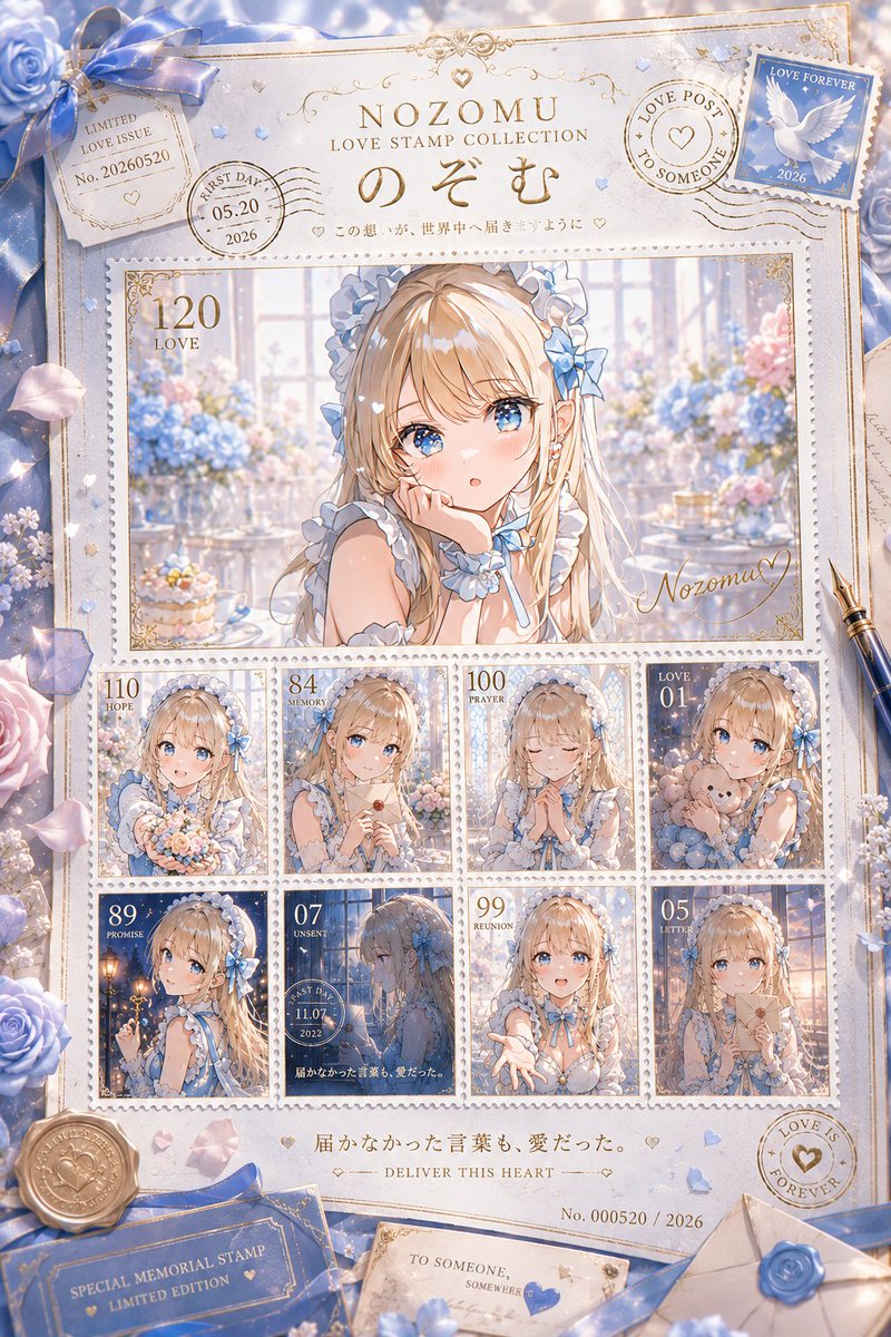 Romantic Anime Love Stamp Sheet
