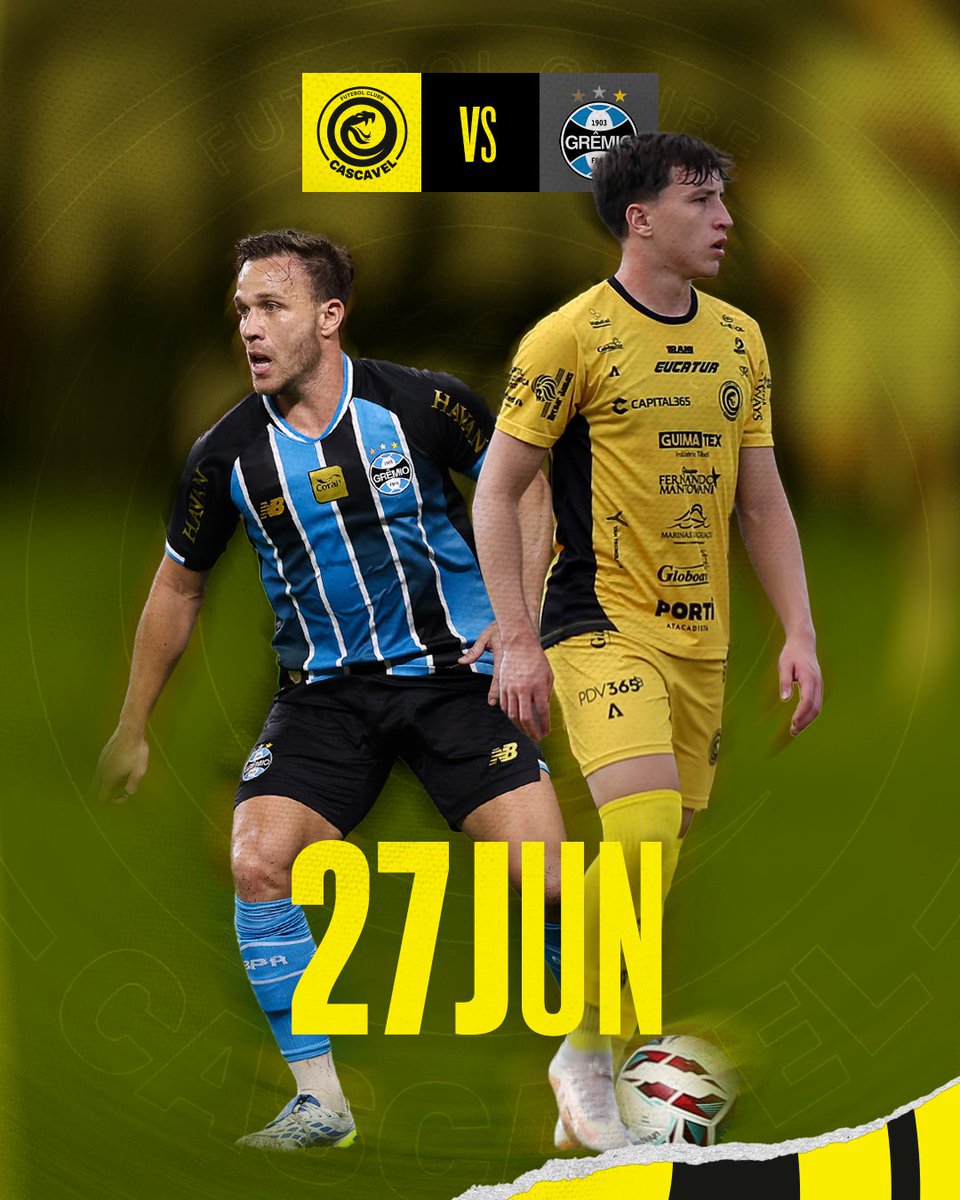 fc_cascavel's tweet photo. Amistosos confirmados! 🟡⚫️

Durante a Copa do Mundo, o Cascavel receberá dois gigantes do futebol brasileiro no Estádio Olímpico Regional. 

🎟️ Os ingressos estarão disponíveis a partir das 15h deste sábado (16), pelo site: https://t.co/pJjdhJzaSv

#JogaJuntoCascavel https://t.co/Fk1lg8ui8e